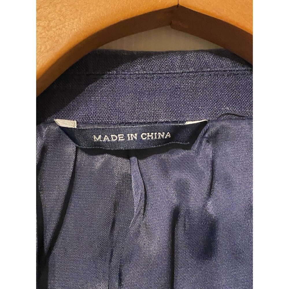 Ralph Lauren Navy Blue Linen Blazer Men's 52L Single Breasted 2 Button - Picture 8 of 10